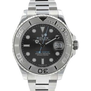 Rolex Ladies Yacht-Master 268622 Gray Dial Platinum & SS Oyster Watch 37mm